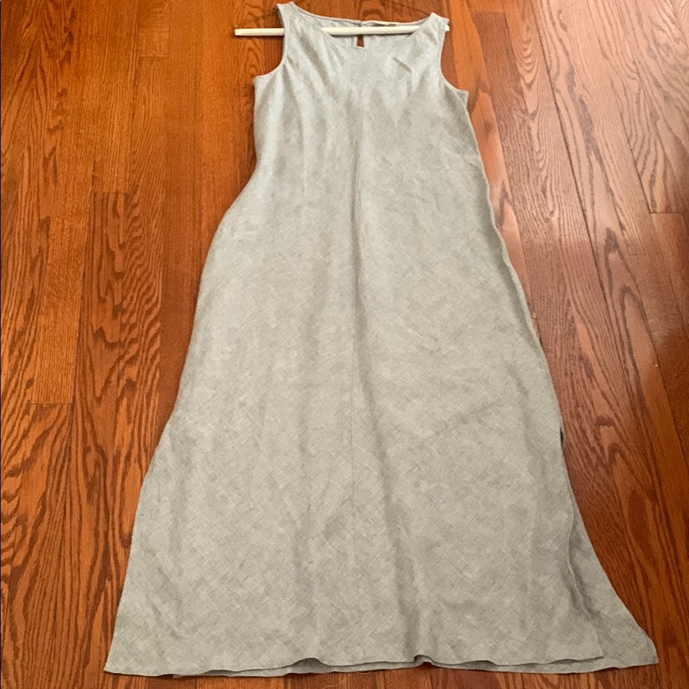 Artisan Ny Light Gray Maxi Dress 100% Linen
